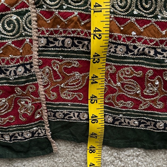 Soft Surroundings Soft Tariji Topper Green Gold Open Front Kimono Women’s M - Picture 10 of 13